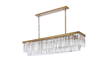 Sydney 60 inch rectangle crystal chandelier in satin gold