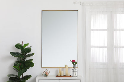 Metal frame rectangle mirror 30 inch in Brass