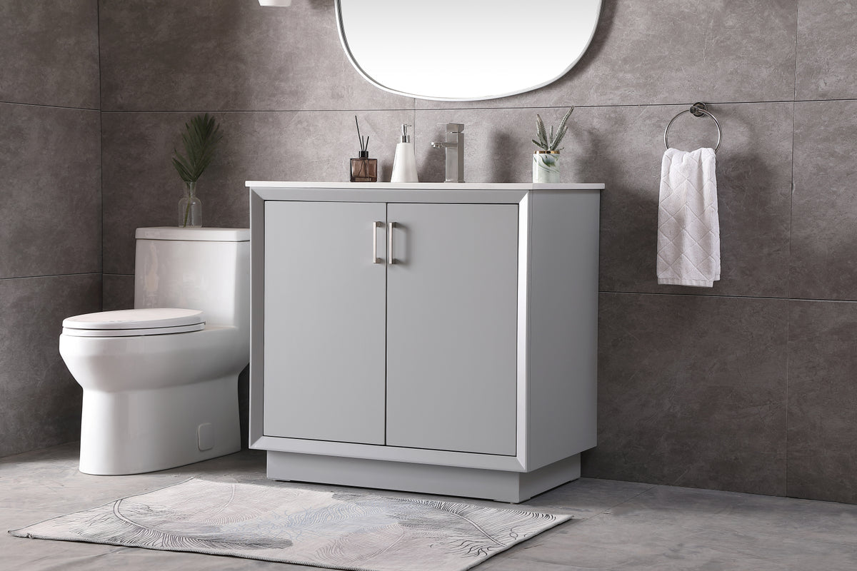 36 Inch SIngle Bathroom Vanity In Grey
