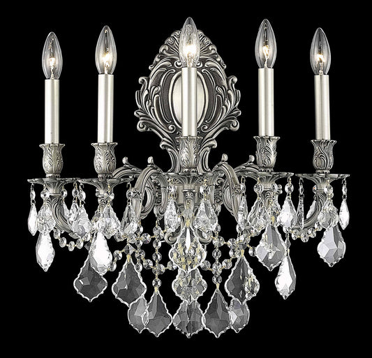 Monarch 5 light Pewter Wall Sconce Clear Royal Cut Crystal