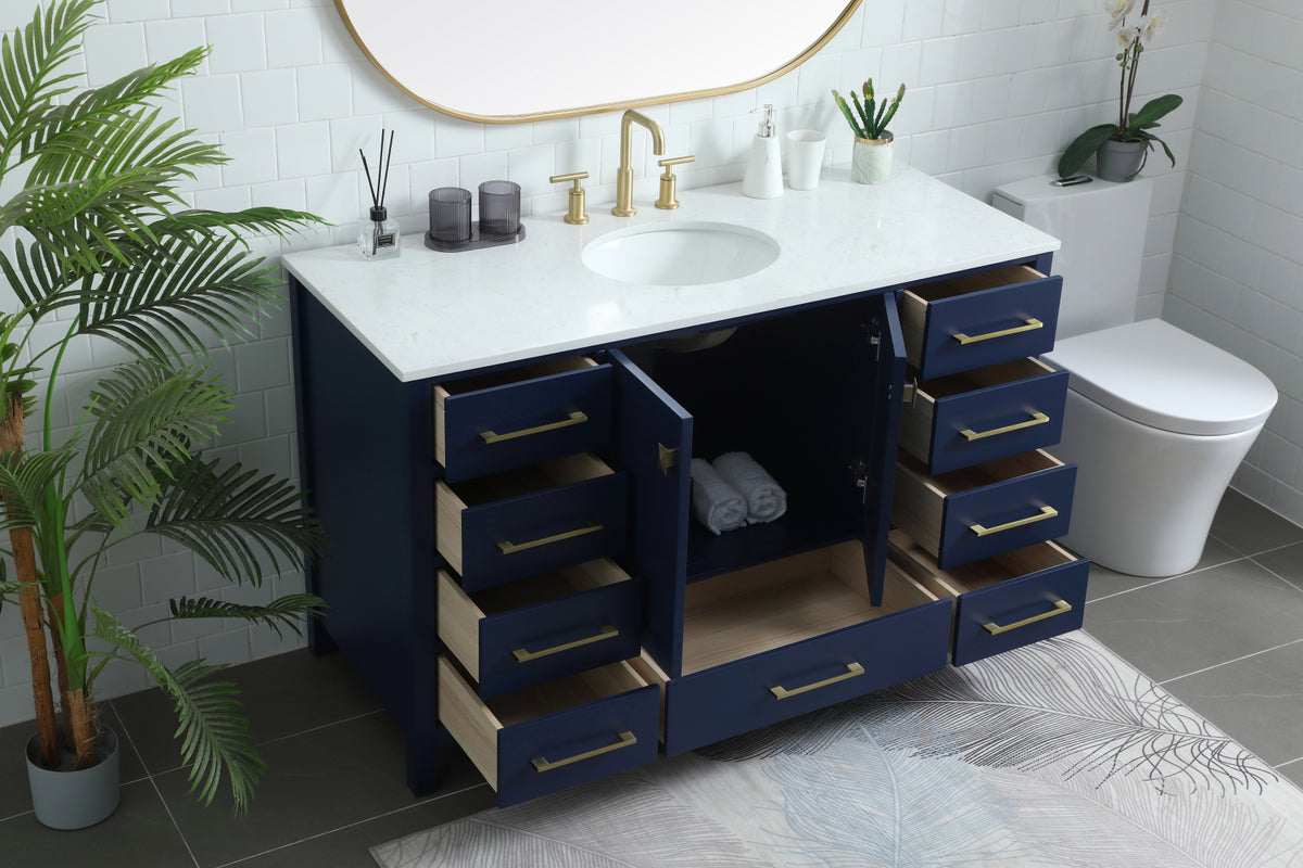 54 Inch SIngle Bathroom Vanity In Blue
