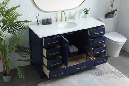 54 Inch SIngle Bathroom Vanity In Blue