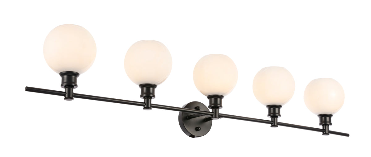 Collier 5 light Black and Frosted white glass Wall sconce