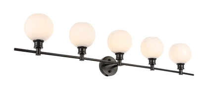 Collier 5 light Black and Frosted white glass Wall sconce