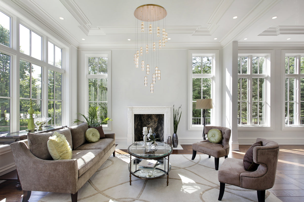 Polaris 38 inch LED chandelier in gold