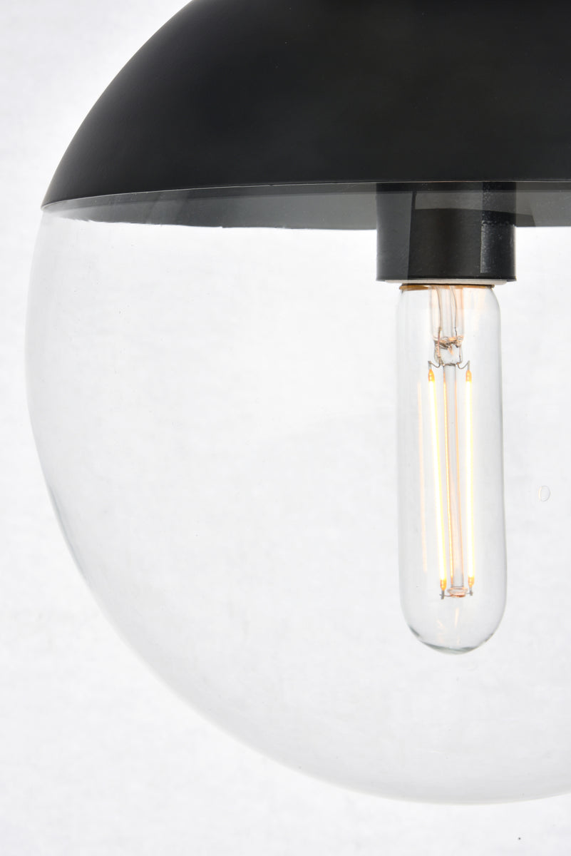 Eclipse 1 Light Black Flush Mount With Clear Glass