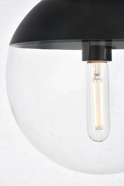 Eclipse 1 Light Black Flush Mount With Clear Glass