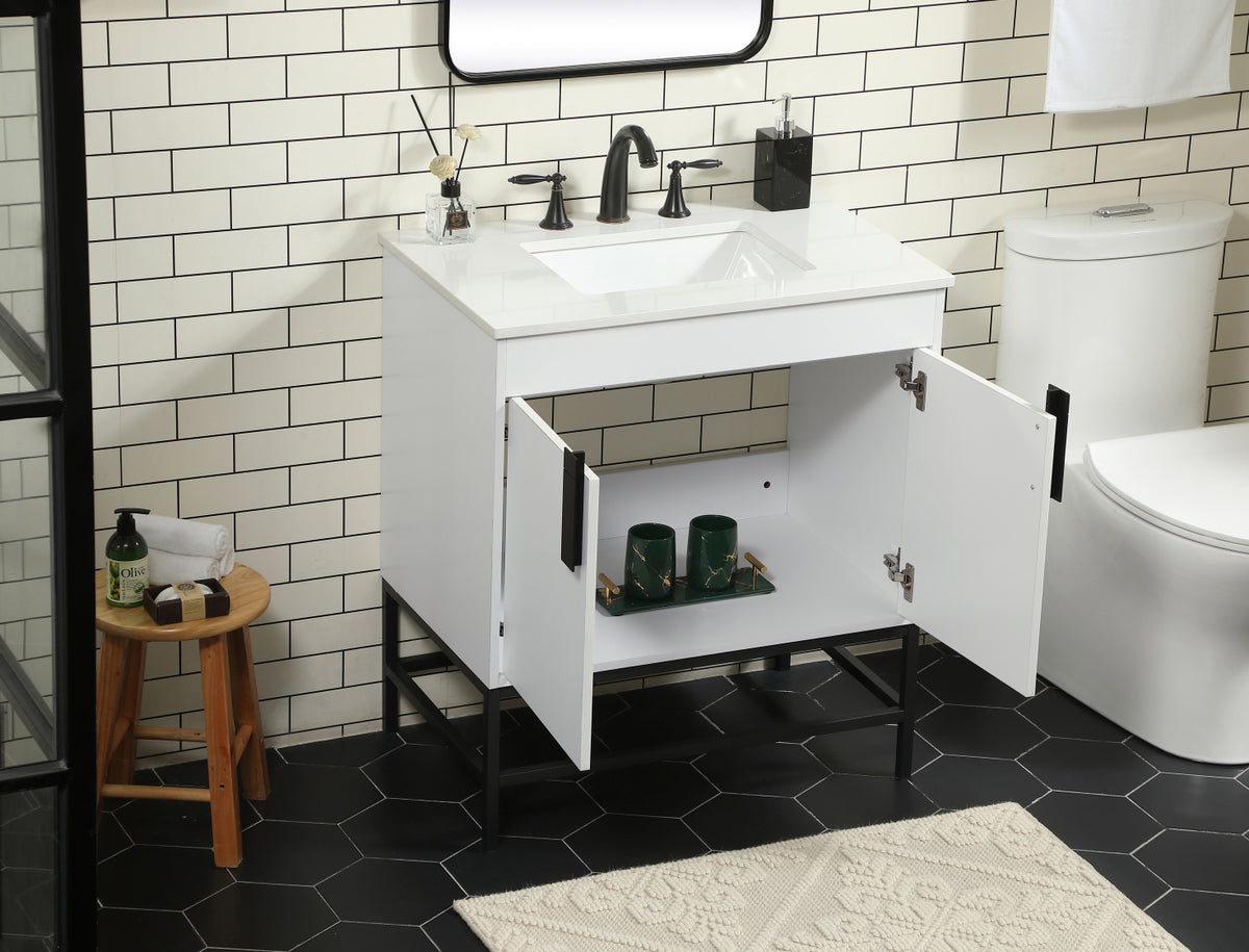 30 inch Single bathroom vanity in white