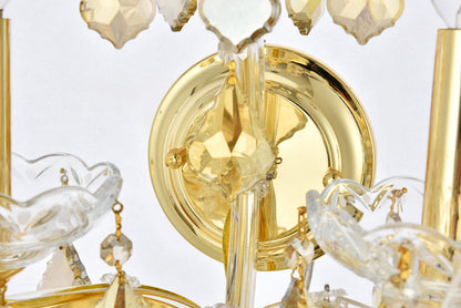 Maria Theresa 5 light Gold Wall Sconce Golden Teak (Smoky) Royal Cut Crystal