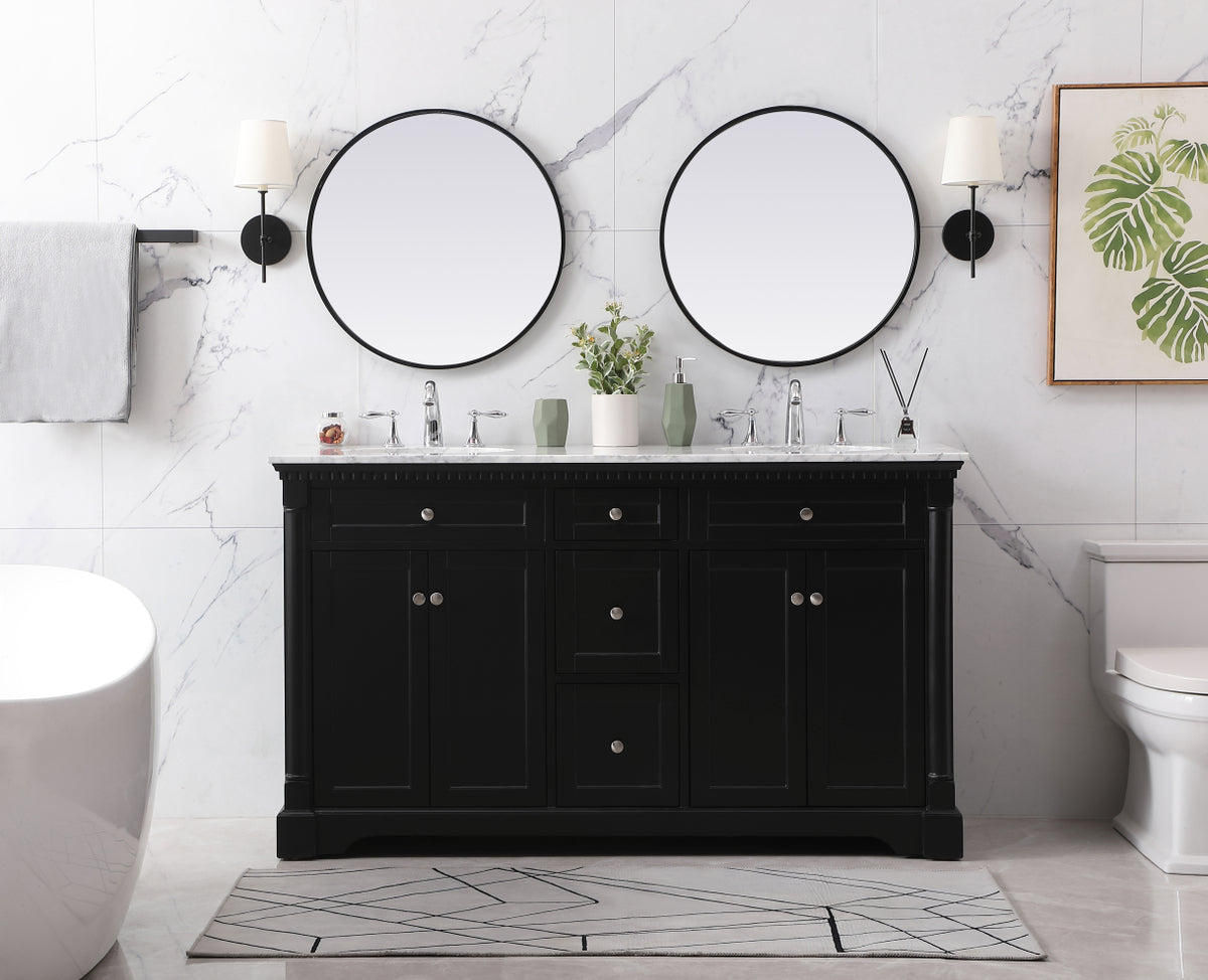 60 inch double bathroom vanity set in black