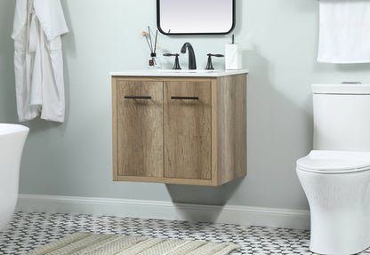 24 inch Single bathroom vanity in natural oak
