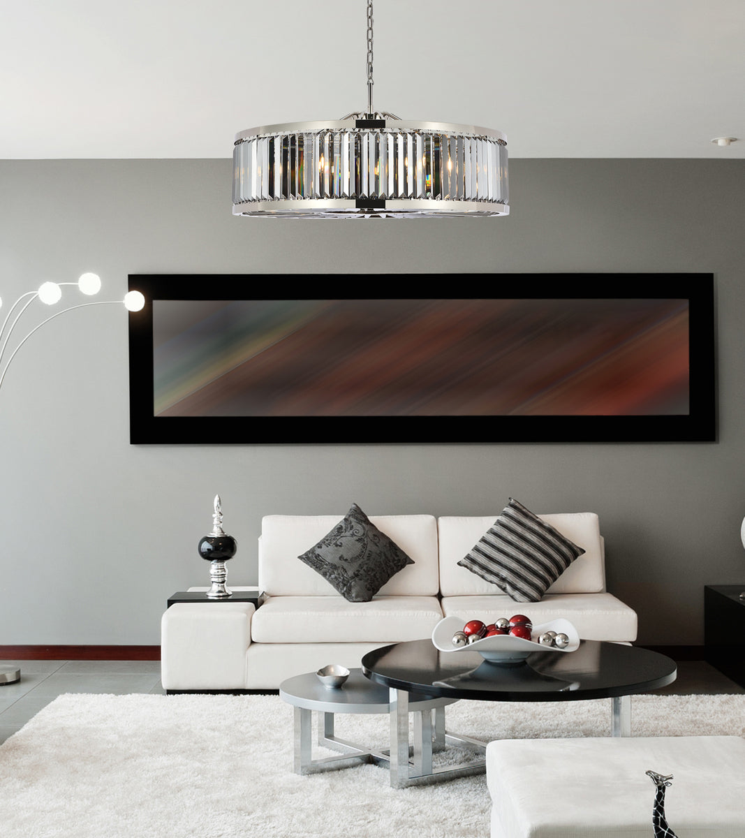 Chelsea 10 light polished nickel Chandelier Silver Shade (Grey) Royal Cut Crystal