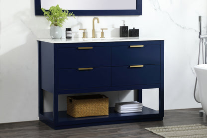 48 inch Single bathroom vanity in blue with backsplash