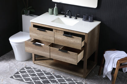 42 Inch SIngle Bathroom Vanity In Natural Oak