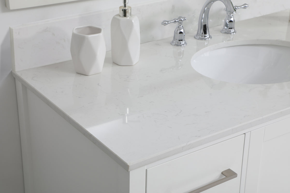 48 inch Single Bathroom Vanity in White with Backsplash