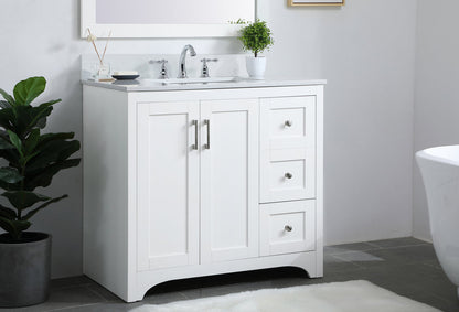 36 inch Single Bathroom Vanity in White with Backsplash