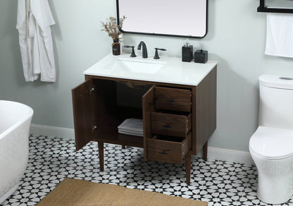 36 inch Single bathroom vanity in walnut
