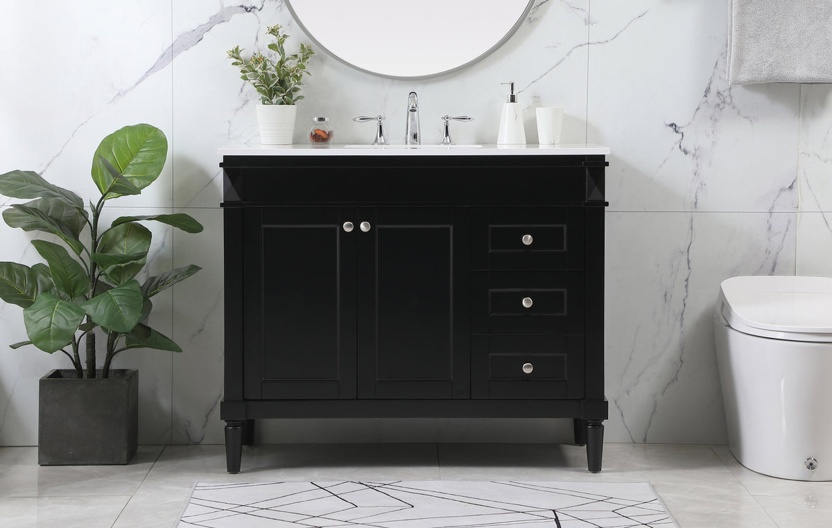 42 inch Single bathroom vanity in black
