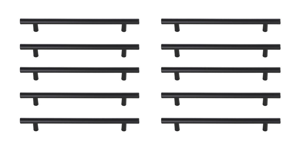 Quinn 7-9/16" Center to Center Matte Black Bar Pull Multipack (set of 10)
