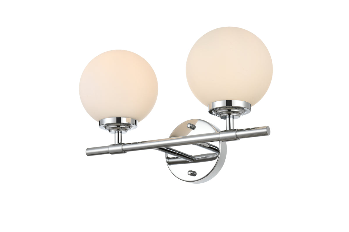 Ansley 2 light Chrome and frosted white Bath Sconce