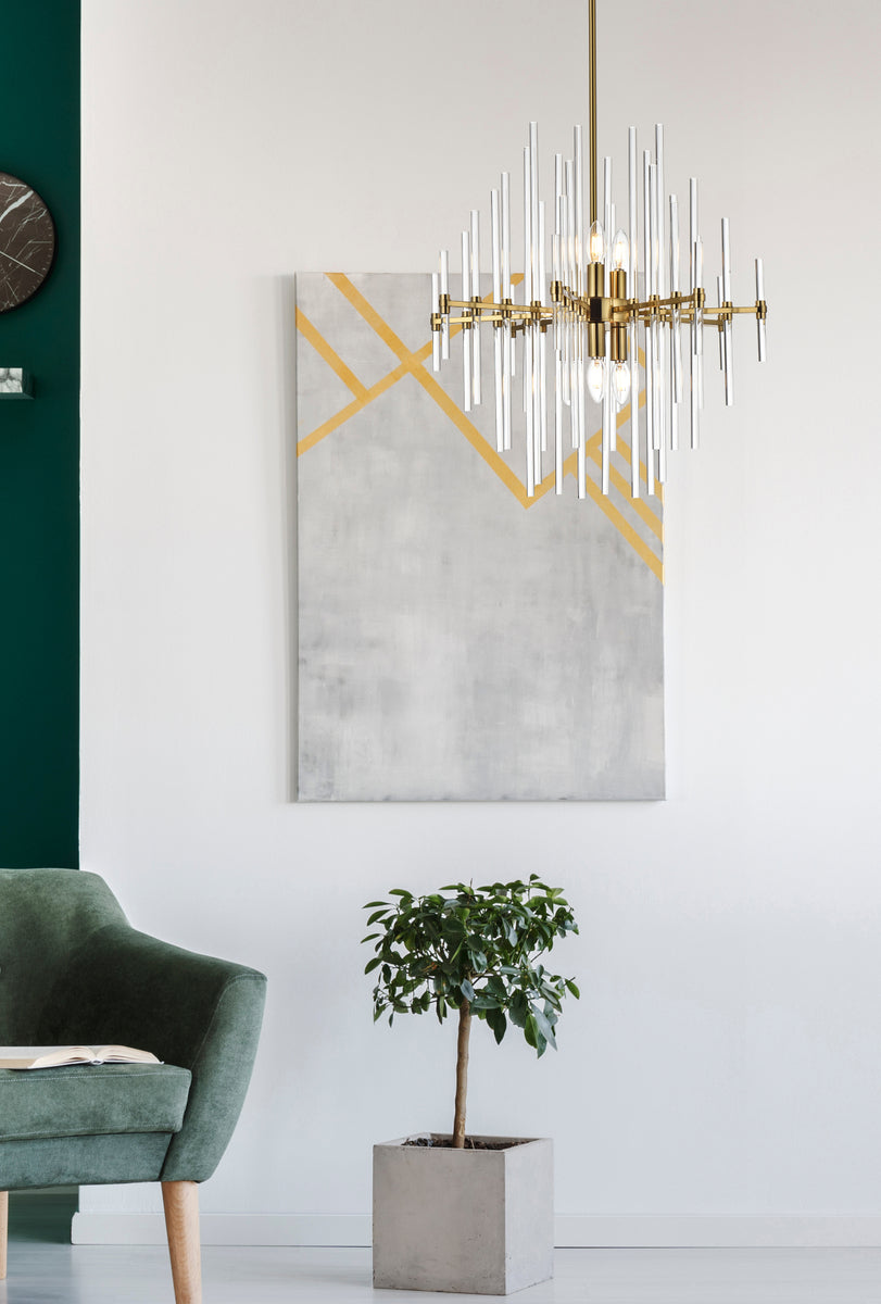 Sienna 23 inch crystal rod pendant in gold