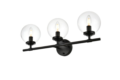 Ingrid 3 light Black and Clear Bath Sconce