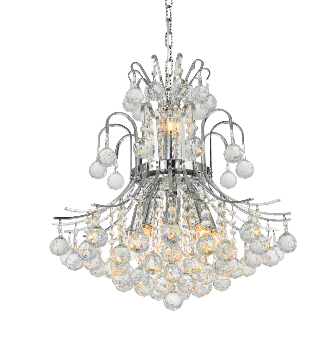 Toureg 10 light Chrome Pendant Clear Royal Cut Crystal