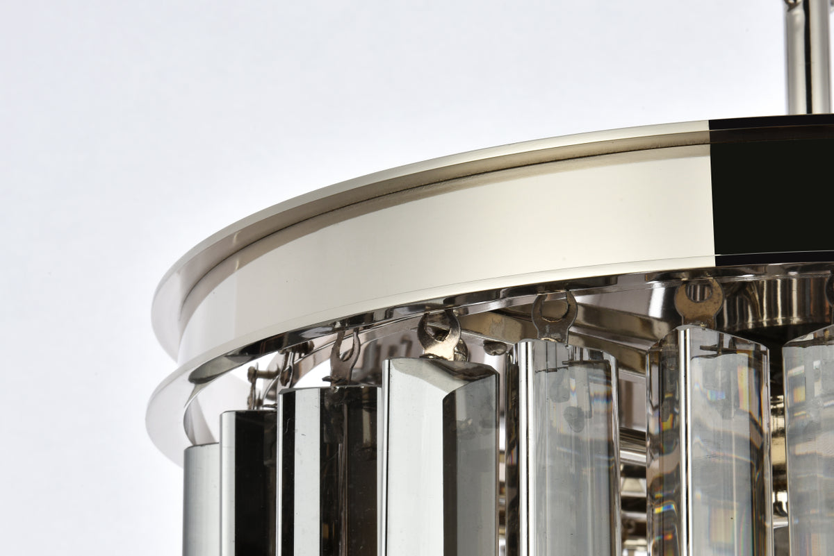 Sydney 3 light polished nickel Pendant Silver Shade (Grey) Royal Cut Crystal