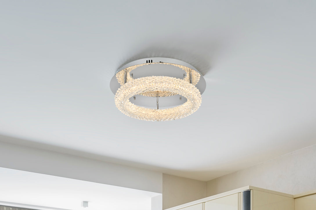 Bowen 18 inch Adjustable LED Flush Mount in Chrome