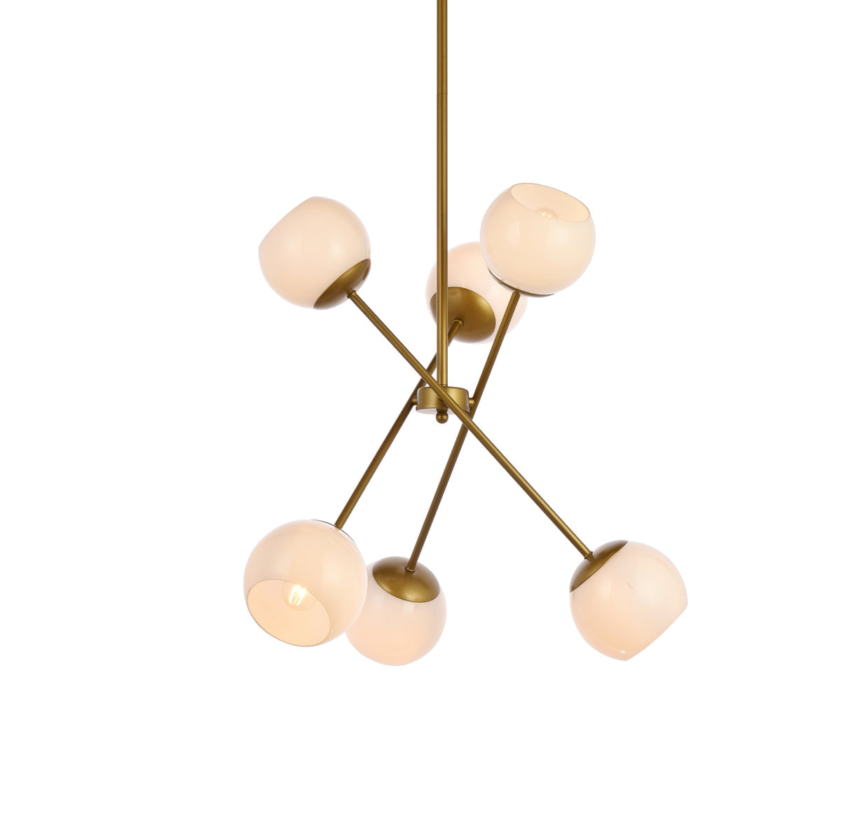 Axl 24 inch pendant in brass with white shade