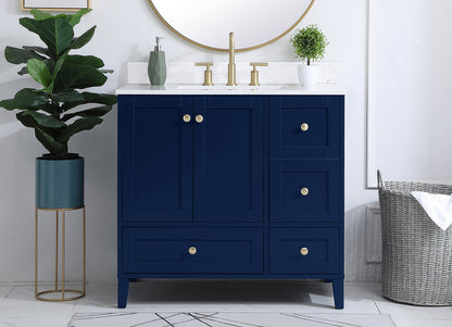 36 inch Single Bathroom Vanity in Blue with Backsplash