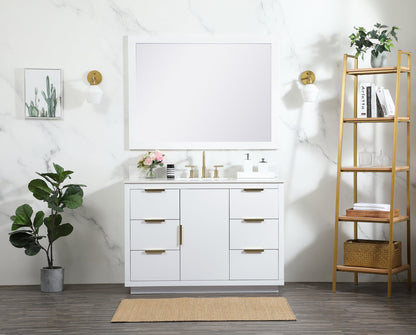 48 inch Single bathroom vanity in white with backsplash