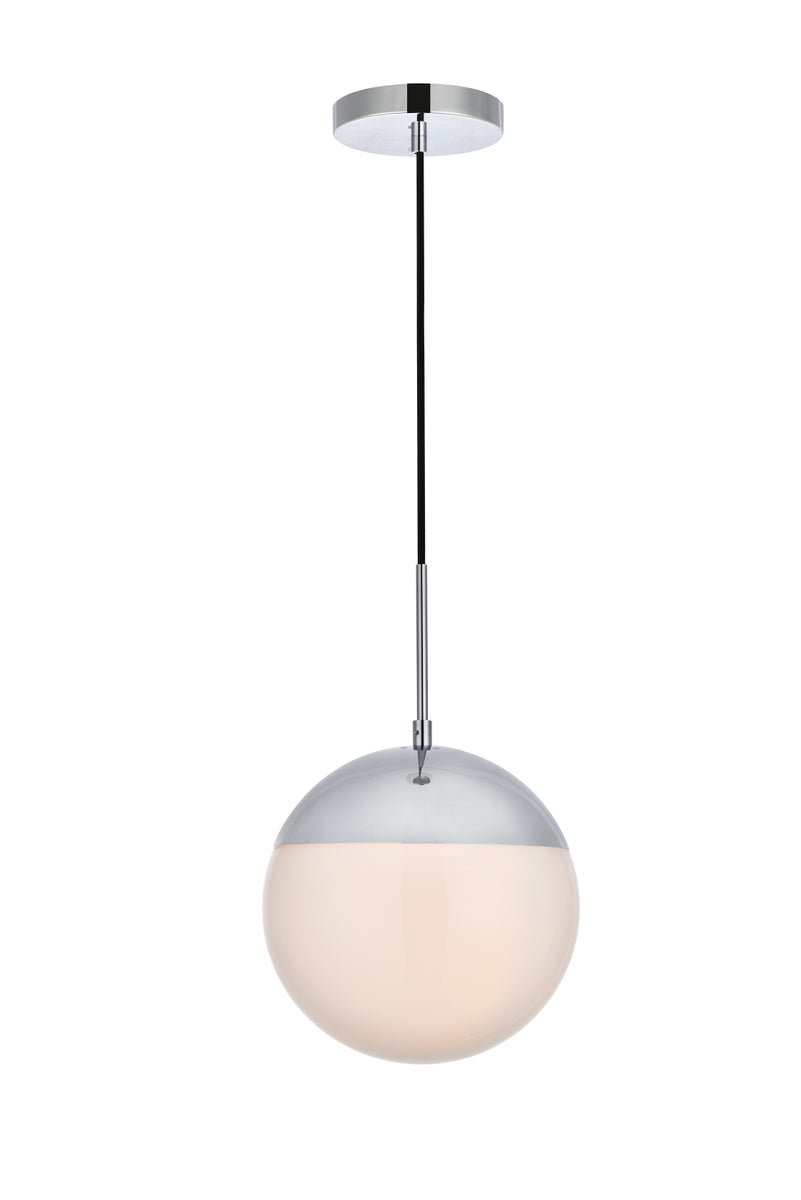 Eclipse 1 Light Chrome Pendant With Frosted White Glass