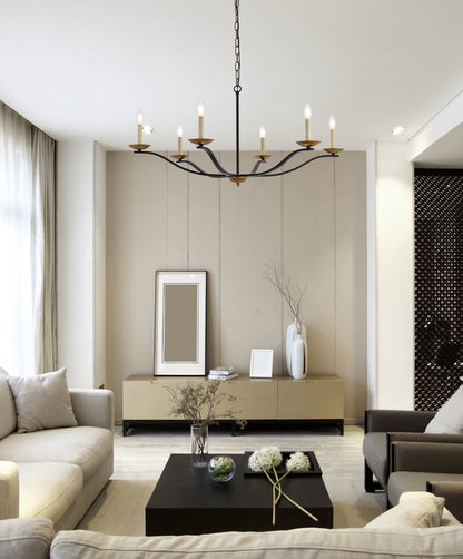 Trey 42 inch pendant in black and brass