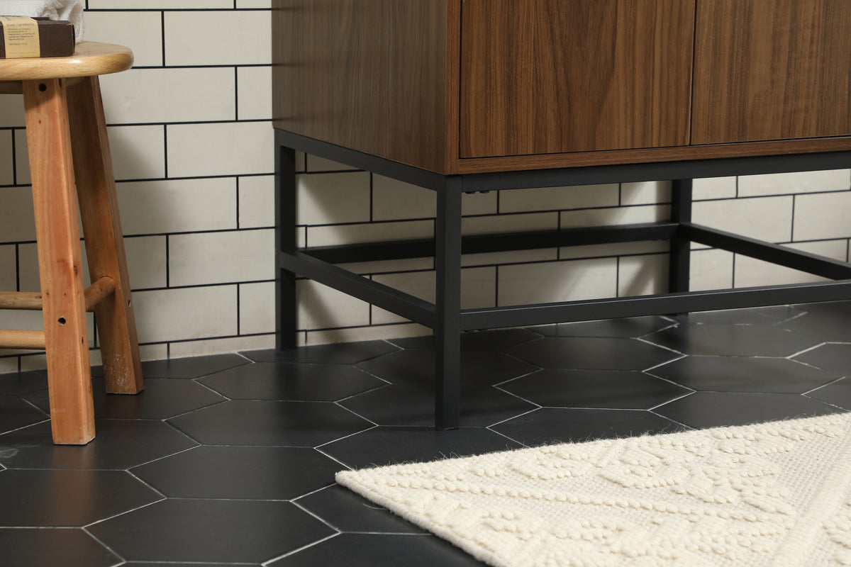 24 inch Single bathroom vanity in walnut