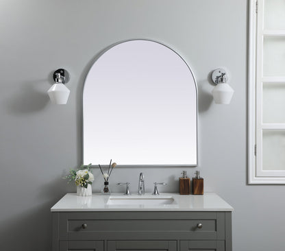 Metal Frame Arch Mirror 33x36 Inch in Silver