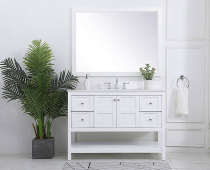 48 inch Single Bathroom Vanity in White with Backsplash