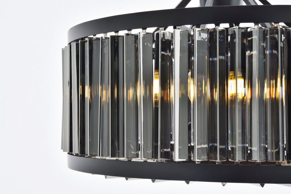 Chelsea 8 light Matte Black Chandelier Silver Shade (Grey) Royal Cut Crystal