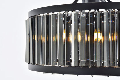 Chelsea 8 light Matte Black Chandelier Silver Shade (Grey) Royal Cut Crystal