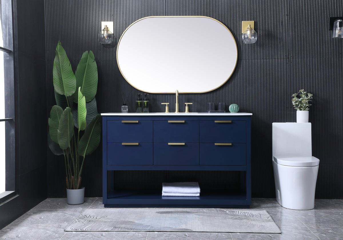 54 Inch SIngle Bathroom Vanity In Blue