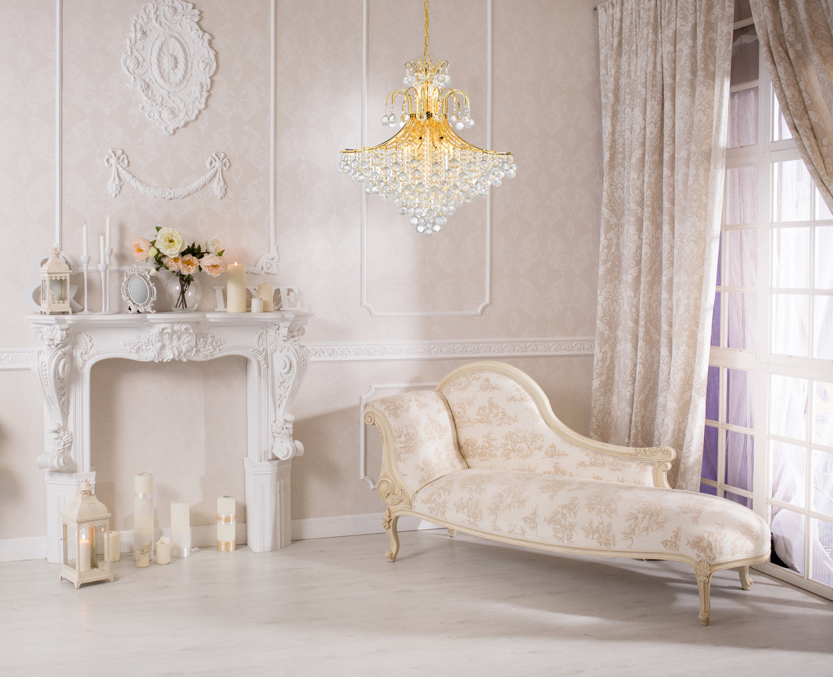 Toureg 15 light Gold Chandelier Clear Royal Cut Crystal