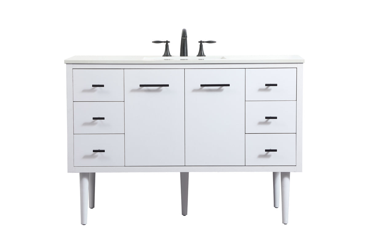 48 inch Single bathroom vanity in white