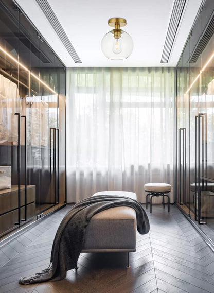 Baxter 1 Light Brass Flush Mount With Clear Glass