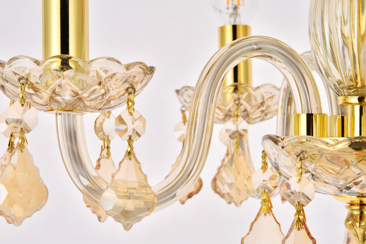 Rococo 4 light Golden Shadow Pendant Golden Shadow (Champagne) Royal Cut Crystal