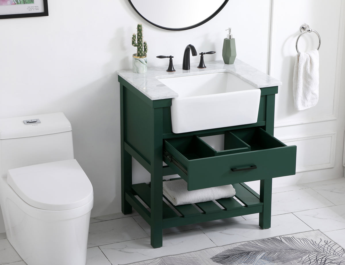 30 inch Single bathroom vanity in green