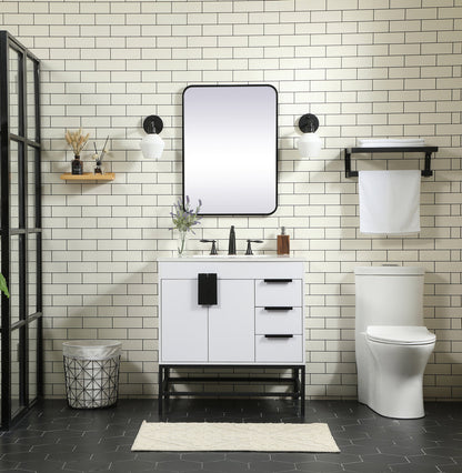 32 inch Single bathroom vanity in white