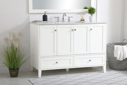 48 inch Single Bathroom Vanity in White with Backsplash