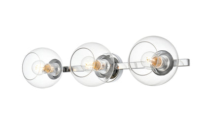 Rogelio 3 light Chrome and Clear Bath Sconce