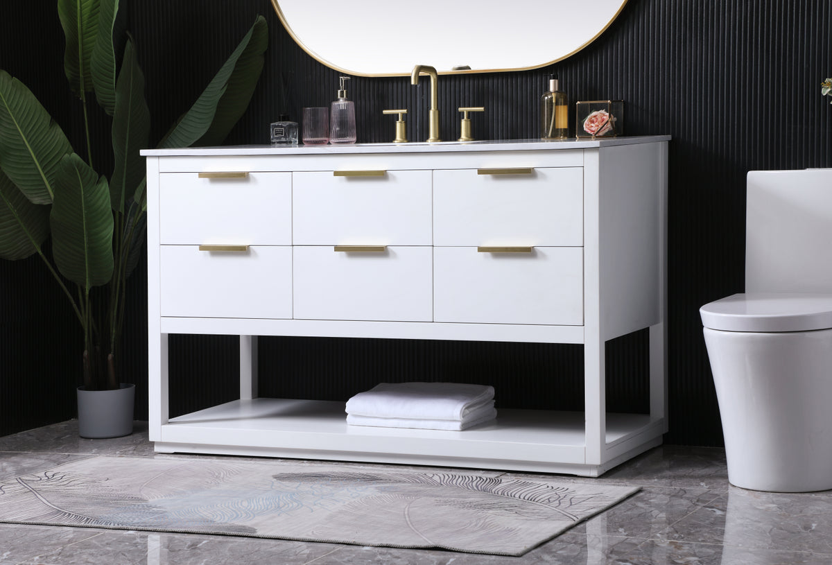 54 Inch SIngle Bathroom Vanity In White