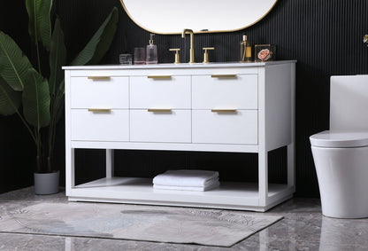 54 Inch SIngle Bathroom Vanity In White